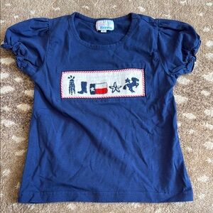Blue Kids Short Sleeve Tee with Embroidered Western Patch